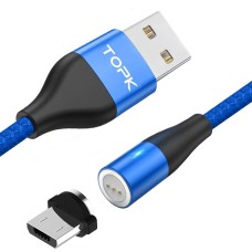 Магнітний кабель TOPK (AM60) micro USB (SR 5A-20) для заряджання та передачі даних (100 см) Blue