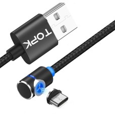 Магнітний кабель TOPK type C L для заряджання 100 см Black