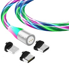 Магнітний кабель TOPK (AM16) 3в1 (SRZ 5A) для заряджання та передачі даних (100 см) RGB