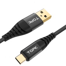 Кабель TOPK USB (T2) type C (200 см) Black
