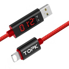 Кабель USB TOPK (D-line) Apple-lightning (100 см) Red 5V/2,1A