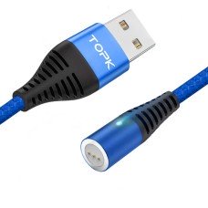 Магнітний кабель TOPK (AM68) без конектора (SR 5A-30) для заряджання та передачі даних (100 см) Blue