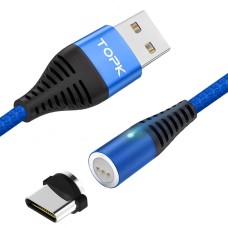 Магнітний кабель TOPK (AM68) type C (SR 5A-30) для заряджання та передачі даних (100 см) Blue