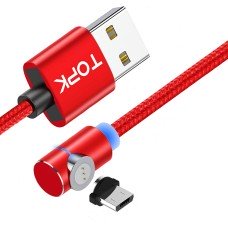 Магнітний кабель TOPK (AM69) micro USB (SL 3A) для заряджання та передачі даних (100 см) Red