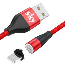 Магнітний кабель SKY (AM60) apple-lightning (SR 5A-201) для заряджання та передачі даних (100 см) Red