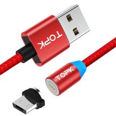 Магнітний кабель TOPK (AM37) micro USB (SR 5A-10) для заряджання та передачі даних (100 см) Red