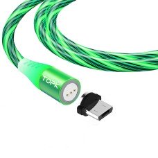 Магнитный кабель TOPK (AM16) micro USB (SRZ 5A) для зарядки и передачи данных (100 см) Green