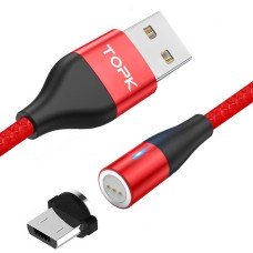 Магнитный кабель TOPK (AM60) micro USB (SR 5A-20) для зарядки и передачи данных (100 см) Red
