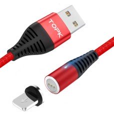 Магнітний кабель TOPK (AM68) apple-lightning (SR 3A-30) для заряджання та передачі даних (100 см) Red