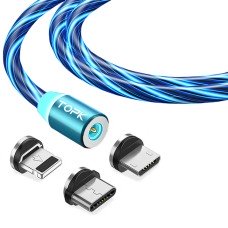 Магнітний кабель TOPK 3в1 (RZ) для заряджання (100 см) Blue