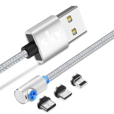 Магнитный кабель SKY 3в1 (L) для зарядки (100 см) Silver