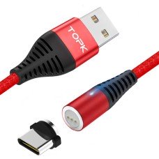 Магнітний кабель TOPK (AM68) type C (SR 5A-30) для заряджання та передачі даних (100 см) Red