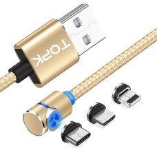 Магнитный кабель TOPK 3в1 (L) для зарядки (100 см) Gold