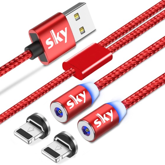 Магнитный кабель SKY apple-lightning (R DUAL) для зарядки (120 см) Red