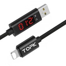 Кабель USB TOPK (D-line) Apple lightning (100 см) Black 5V/2,1A