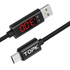 Кабель USB TOPK (Dline) Micro USB (100 см) Black 5V/3A