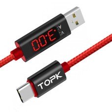 Кабель USB TOPK (D-line) Type-C (100 см) Red 5V/3A