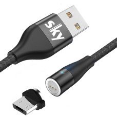 Магнітний кабель SKY (AM60) micro USB (SR 5A-201) для заряджання та передачі даних (100 см) Black