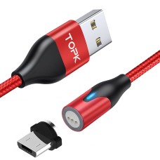 Магнітний кабель TOPK (AM38) micro USB (SR 3A-40) для заряджання та передачі даних (100 см) Red