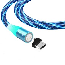 Магнітний кабель TOPK (AM16) micro USB (SRZ 5A) для заряджання та передачі даних (100 см) Blue