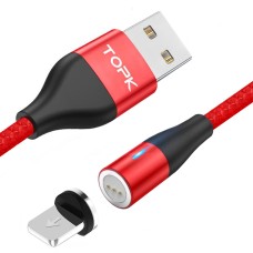 Магнітний кабель TOPK (AM60) apple-lightning (SR 5A-20) для заряджання та передачі даних (100 см) Red