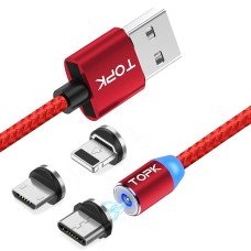 Магнітний кабель TOPK 3в1 (R) для заряджання (100 см) Red
