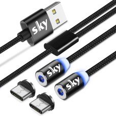 Магнитный кабель SKY type C (R DUAL) для зарядки (120 см) Black