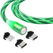 Магнитный кабель TOPK (AM16) 3в1 (SRZ 5A) для зарядки и передачи данных (100 см) Green