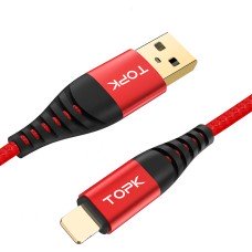 Кабель TOPK USB (T2) apple-lightning (100 см) Red