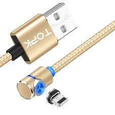 Магнітний кабель TOPK apple-lightning (L) для заряджання (100 см) Gold