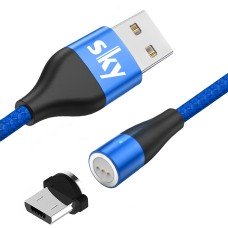 Магнітний кабель SKY (AM60) micro USB (SR 5A-201) для заряджання та передачі даних (100 см) Blue