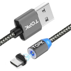 Магнітний кабель TOPK micro USB (R) для заряджання (100 см) Grey