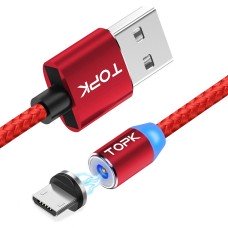 Магнитный кабель TOPK micro USB (R) для зарядки (100 см) Red