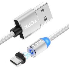 Магнитный кабель TOPK micro USB (R) для зарядки (100 см) Silver