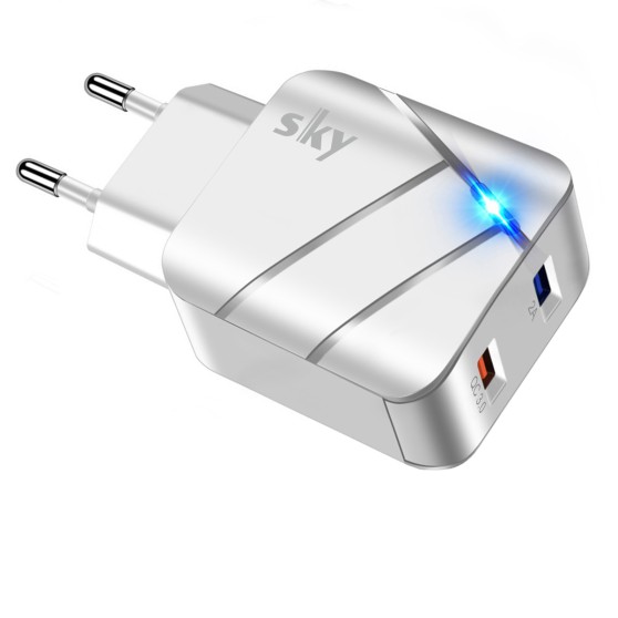 Зарядний пристрій SKY (F 02) QC/USB (30W) White