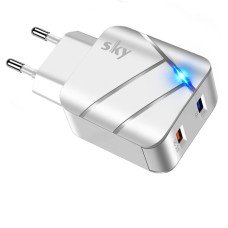 Зарядний пристрій SKY (F 02) QC/USB (30W) White