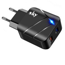 Зарядний пристрій SKY (F 02) QC/USB (30W) Black