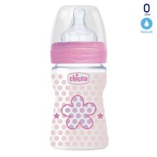 Пляшечка Chicco - Well-Being (20611.10) 150 мл / 0 міс.+, пластик, соска силікон (нормальний потік), рожевий