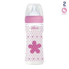Пляшечка Chicco - Well-Being (20623.10) 250 мл / 2 міс.+, пластик, соска силікон (середній потік), рожевий