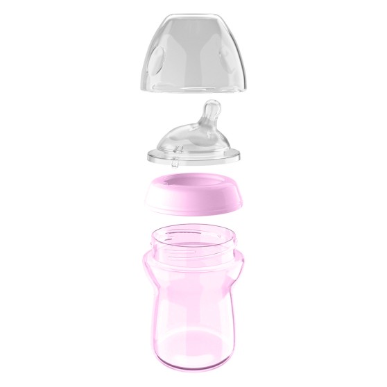 Пляшечка Chicco - Natural Feeling (80825.11) 250 мл/2 міс.+, пластик, соска силікон (середній потік), рожевий