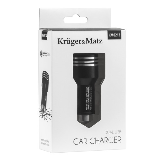 Автомобільний зарядний пристрій QC 3.0 Kruger&Matz (KM0212) 2xUSB, 3A
