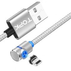 Магнітний кабель TOPK apple-lightning (L) для заряджання (100 см) Silver