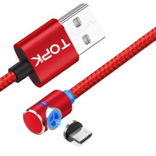 Магнітний кабель TOPK micro USB L для заряджання 100 см Red
