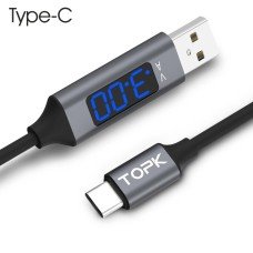 Кабель USB TOPK Display (C132) Type-C (100 см) Grey 5V/3A