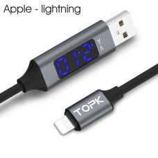 Кабель USB TOPK Display (C132) Apple-lightning (100 см) Grey 5V/2.1A
