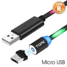 Магнитный кабель TOPK micro USB (R LED) для зарядки (100 см) Black