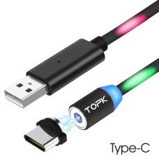 Магнітний кабель TOPK type C (R LED) для заряджання (100 см) Black