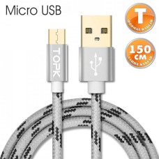 Кабель USB TOPK (T-line) Micro USB (150 см) Silver