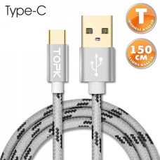Кабель USB TOPK (T-line) Type-C (150 см) Silver