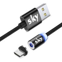 Магнітний кабель SKY micro USB (R) для заряджання (100 см) Black